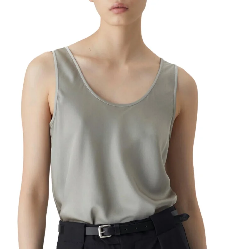 Shiny Tank Top In Grey Veneer