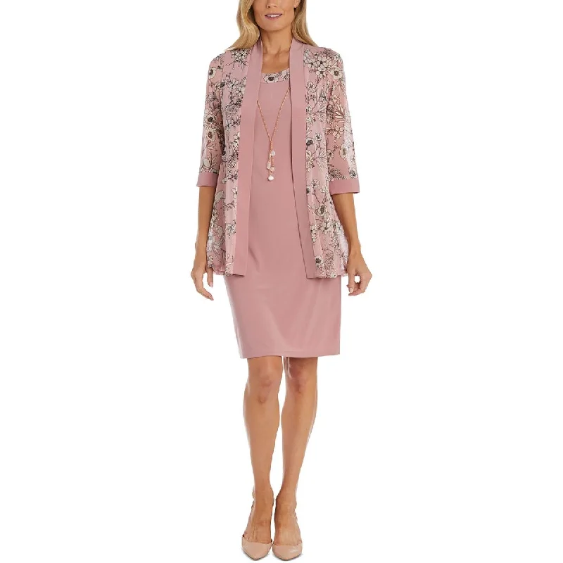 R&M Richards Womens Petites Floral Print Cardigan Open-Front BlazerBlazerblockchain