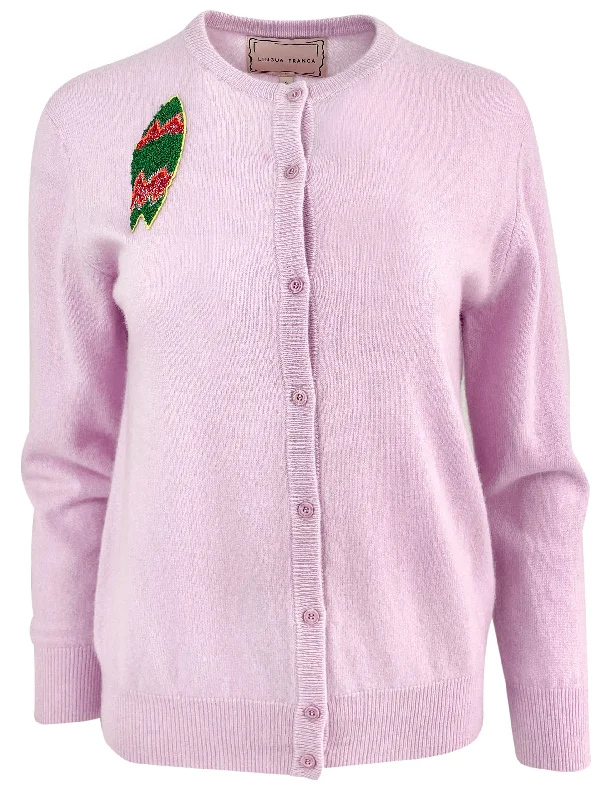 Lingua Franca Bead Embellished Cardigan in Light Pink