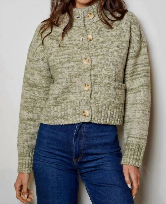 Cozy Marled Cardigan In Willow