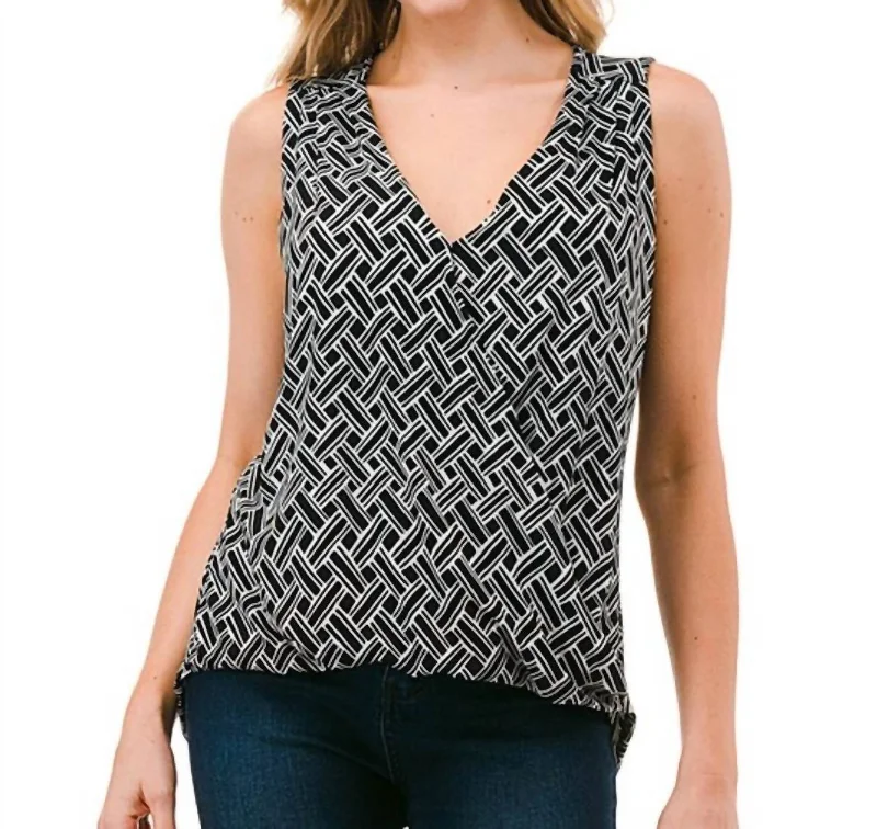 Debra Printed Tank In Black/white