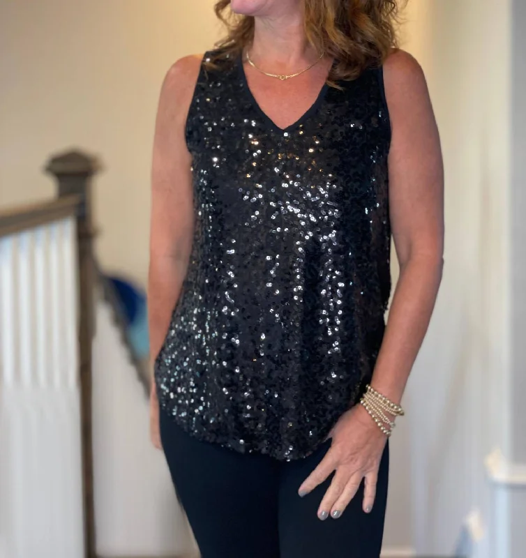 Sequin Tank In Black