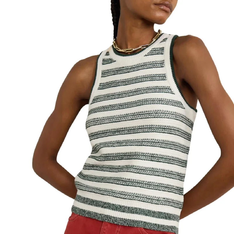 Jerrel Tank Top In Ivory/hunter Green