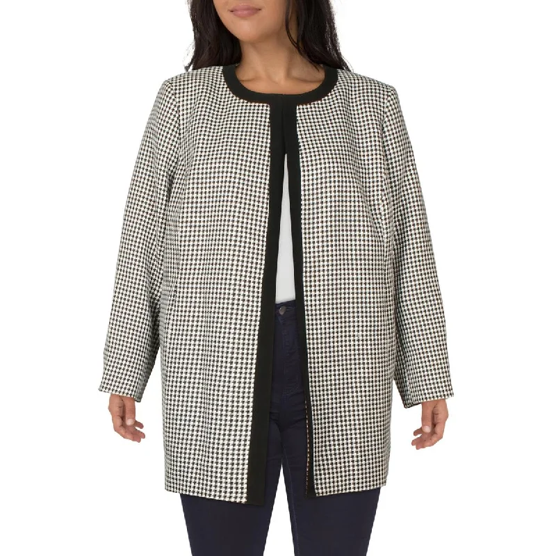 Le Suit Womens Plus Woven Houndstooth Open FrontBlazerdefeat