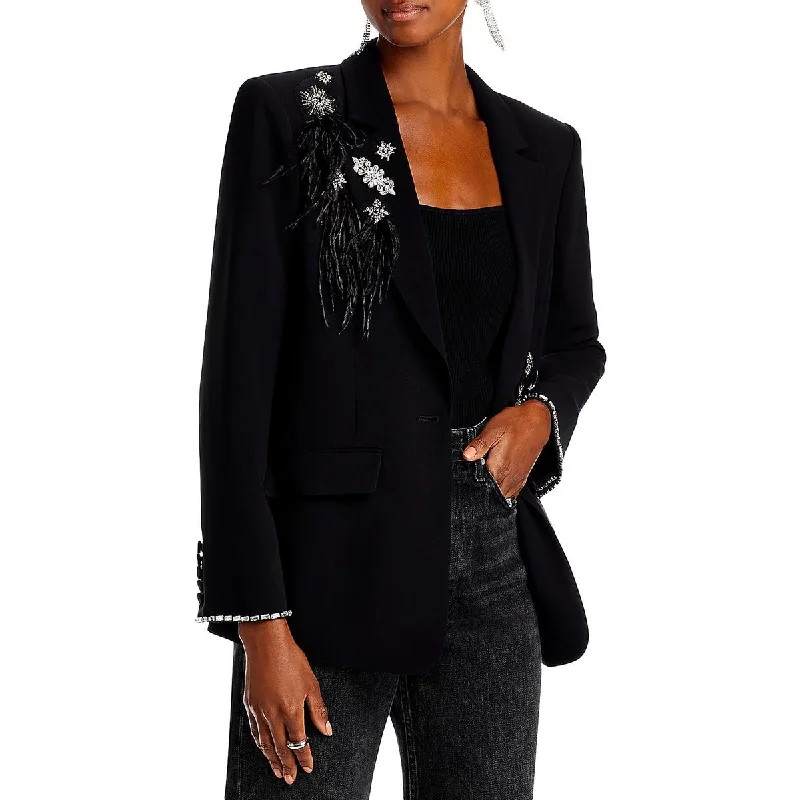 Cinq a Sept Womens Embellished Feathered One-Button BlazerBlazertradition