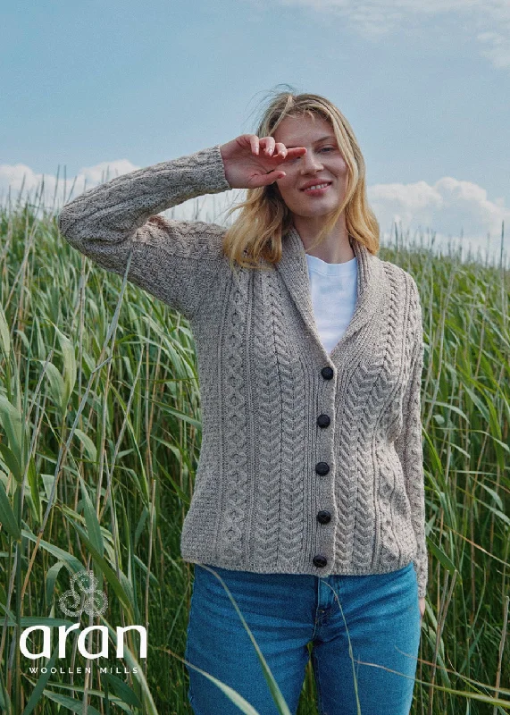 Shawl Collar Aran Cardigan | Oatmeal