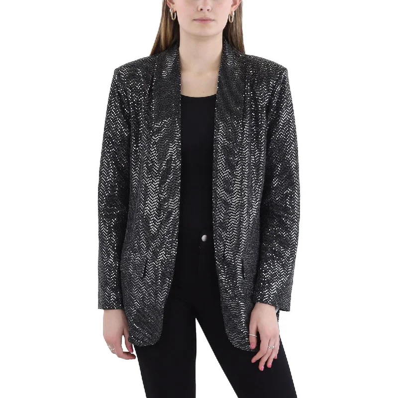 Womens Metallic Polyester Open-Front BlazerBlazerpattern