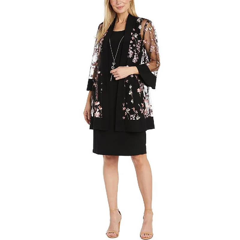 R&M Richards Womens Petites Lace Embroidered Duster BlazerBlazerbrand