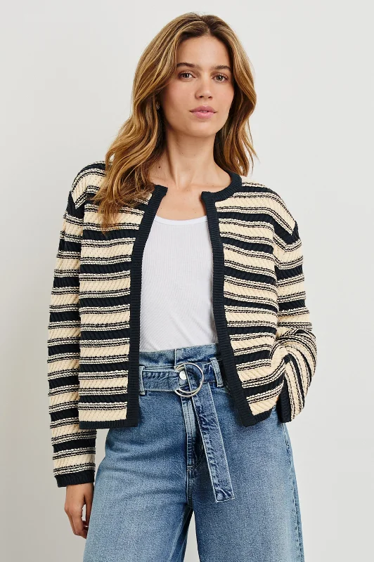 NELLY CARDIGAN - NAVY OAT STRIPE