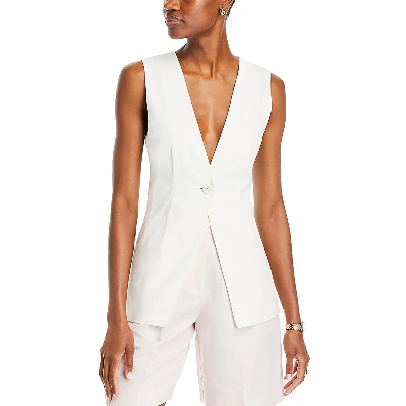 Derek Lam 10 Crosby Womens V-Neck Sleeveless One-Button BlazerBlazercommunity