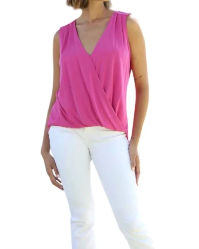 Everyday Cupro Surplice Tank In Carmine