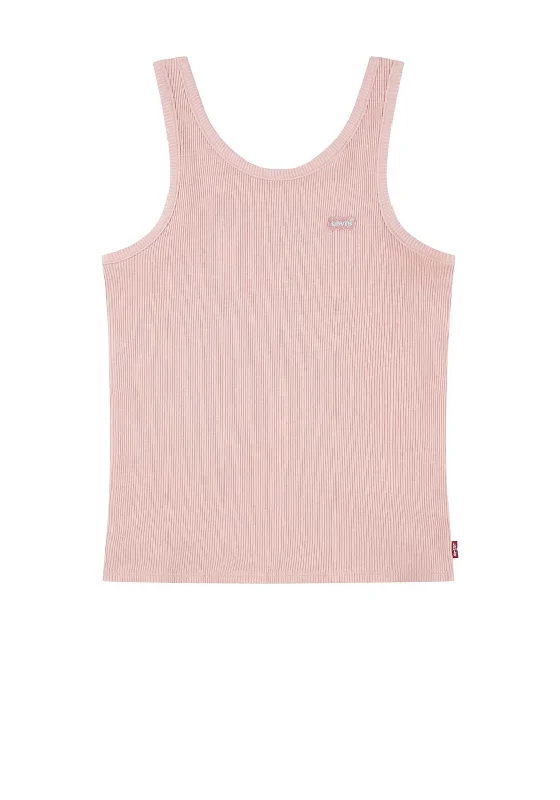 Levi’s Girls Sleeveless Ribbed Tank Top, Pink