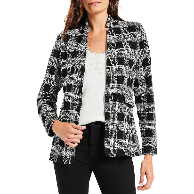 Nic + Zoe Womens Plaid Cotton One-Button BlazerBlazeranalytics