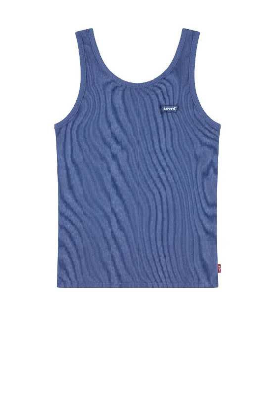 Levi’s Girls Sleeveless Ribbed Tank Top, Blue