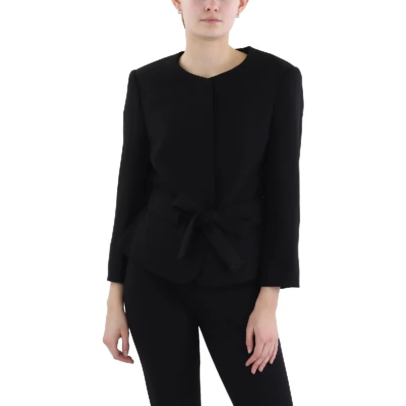 Tahari ASL Womens Crepe Long Sleeves Collarless BlazerBlazerfestival