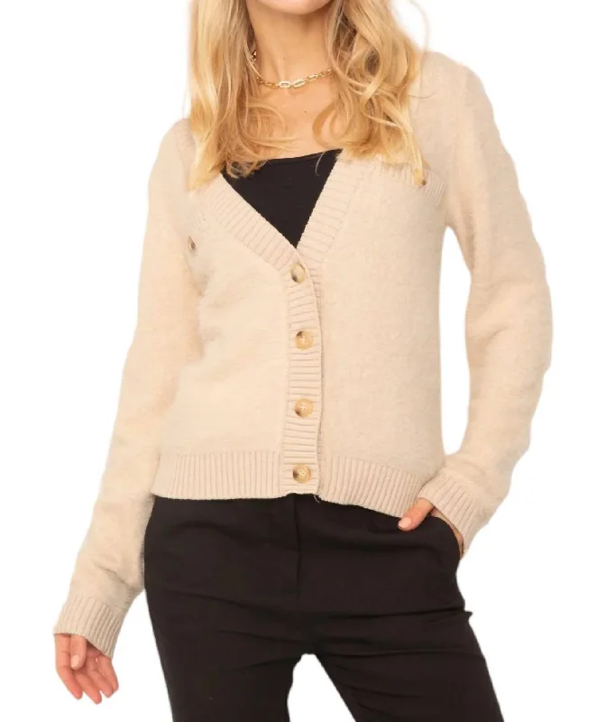 Kaylen Eyelash Cardigan In Bone