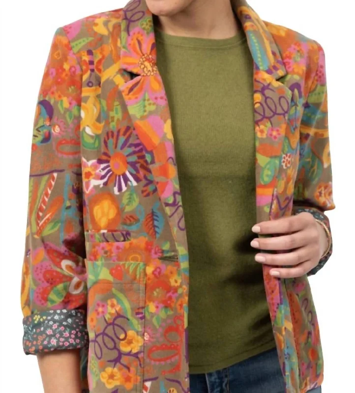 Corduroy Print Blazer In MultiBlazercrypto