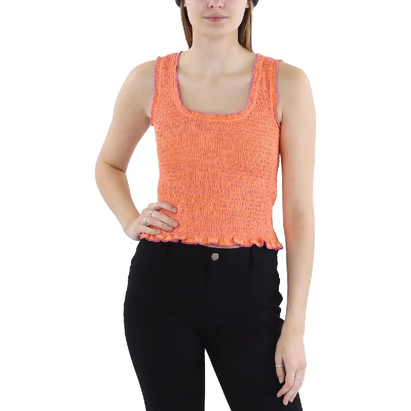 Womens Smocked Sleeveless Tank Top