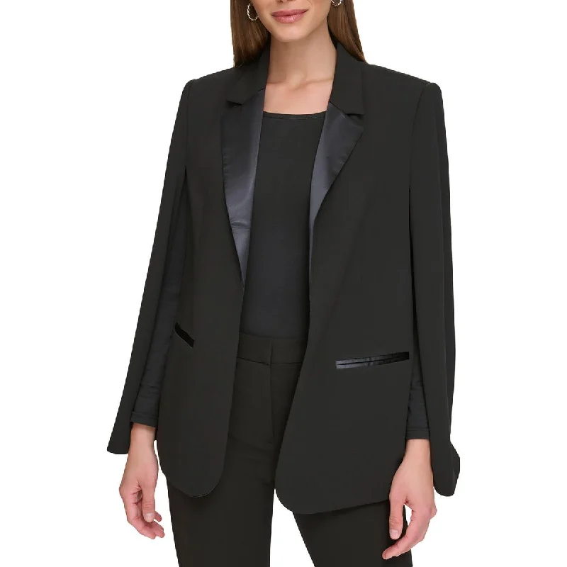 DKNY Womens Shoulder Pads Tuxedo Open-Front BlazerBlazerfabric