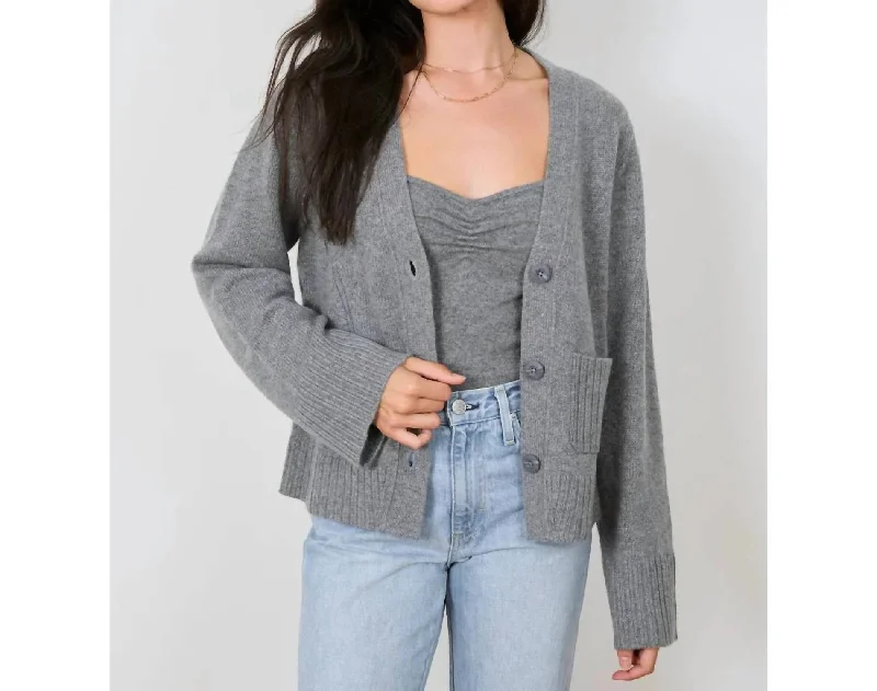 Larkspur Cashmere Cardigan In Grey