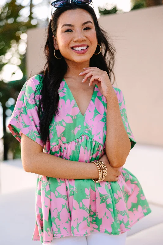 Thermal ShirtsAll A Dream Green Floral Blouse