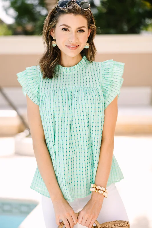 Asymmetrical ShirtsAll I Ask Mint Green Textured Blouse