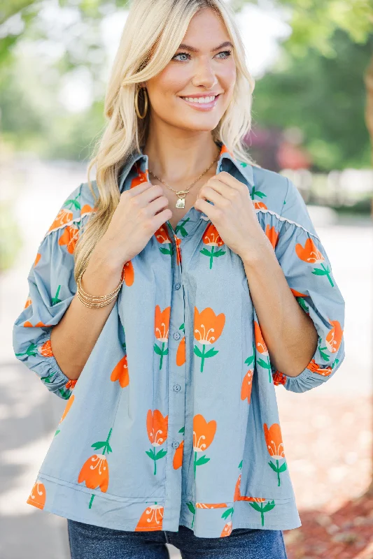 Graphic ShirtsAlways And Forever Blue Floral Blouse