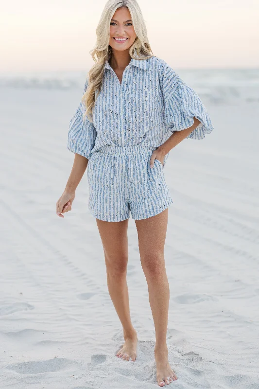 Sports Team ShirtsCall On Me Blue Striped Blouse