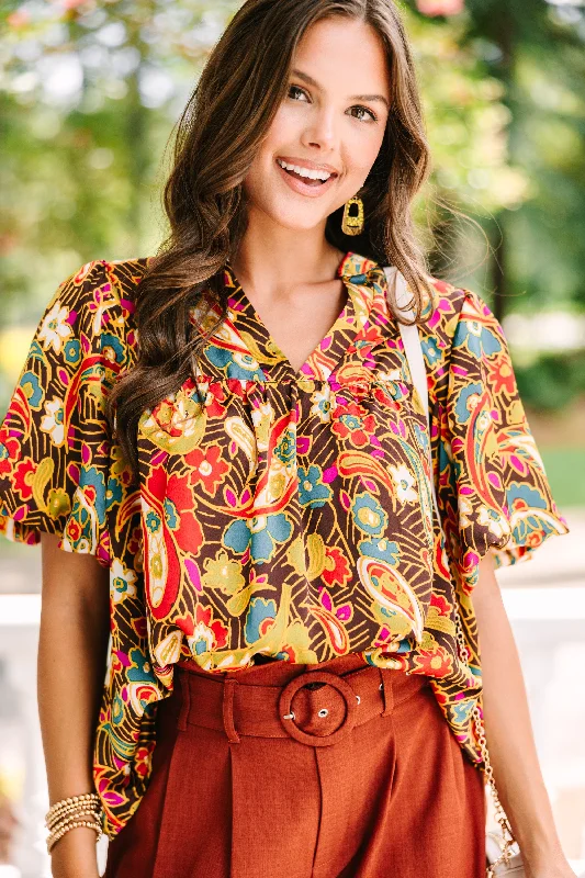 Punk ShirtsChange Your Mind Brown Paisley Blouse