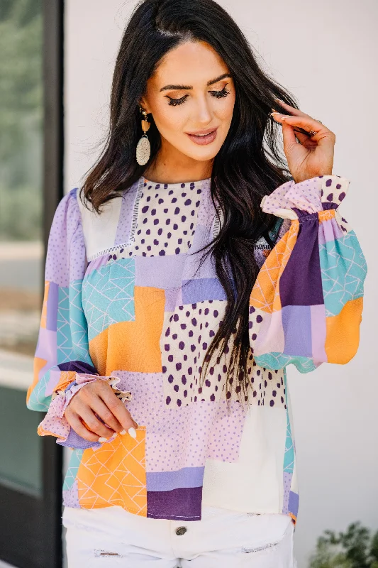 Rainproof ShirtsDo Your Best Lavender Purple Abstract Patchwork Blouse