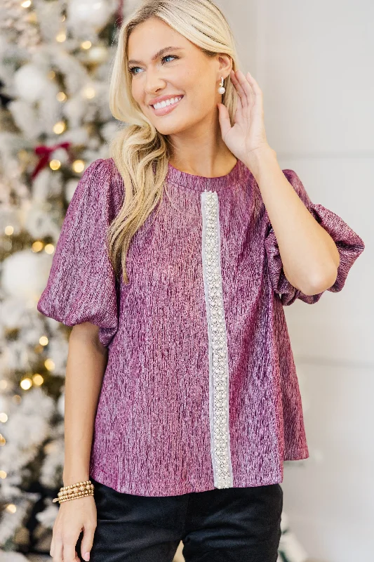 Polyester ShirtsFind You Well Purple Embellished Blouse