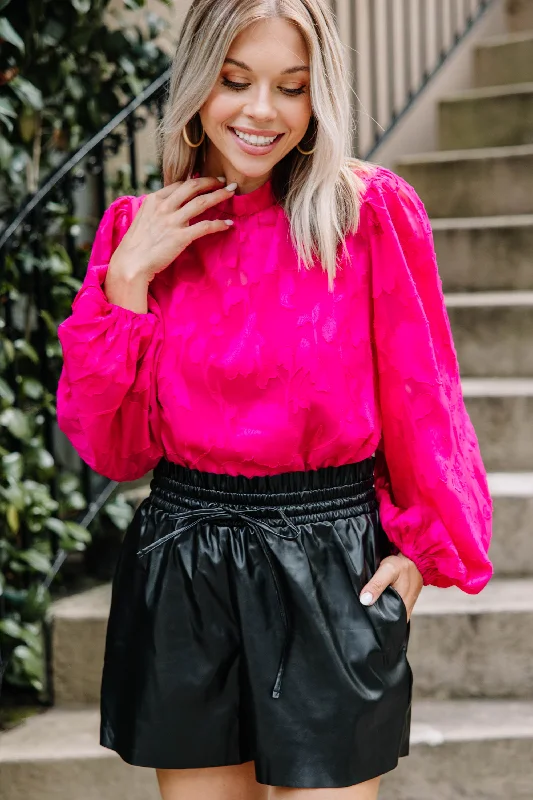 Fringed ShirtsFind Yourself Magenta Pink Textured Blouse