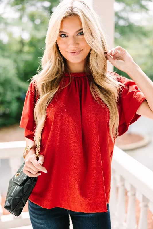 Sheer ShirtsGood Times Rust Orange Blouse