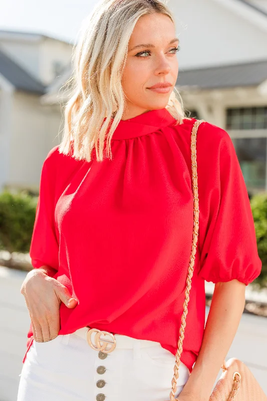 Sleep ShirtsIn This Life Red Bubble Sleeve Blouse