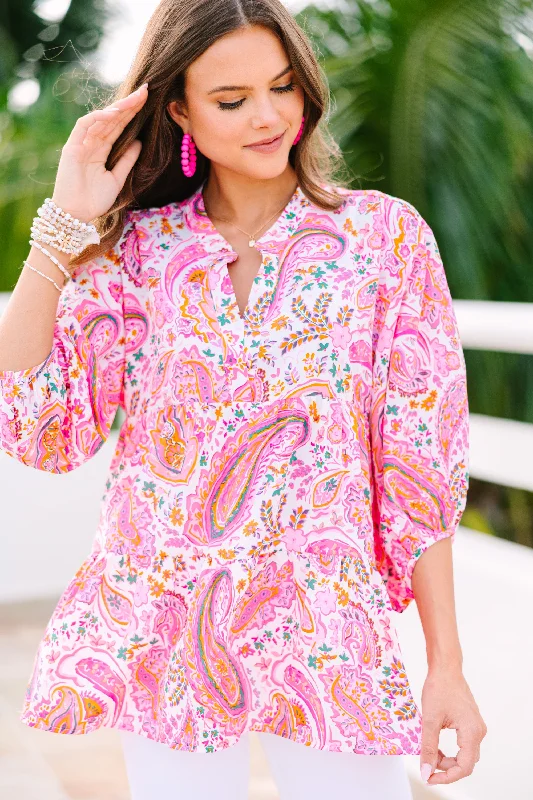 Sheer ShirtsIn Your Dreams Pink Paisley Blouse