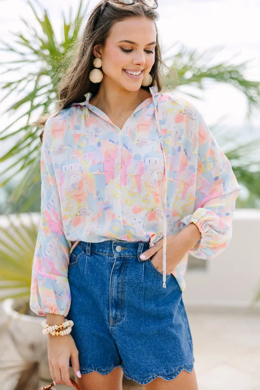 Logo ShirtsJust Visiting Pink Printed Blouse