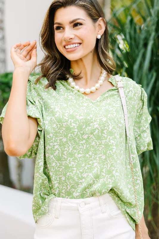 Hiking ShirtsJust What You Though Green Floral Blouse