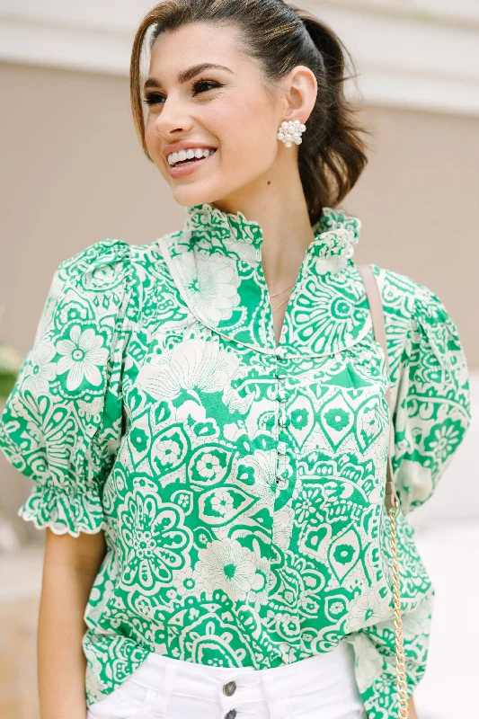 Dress ShirtsKeep It Up Green Floral Blouse