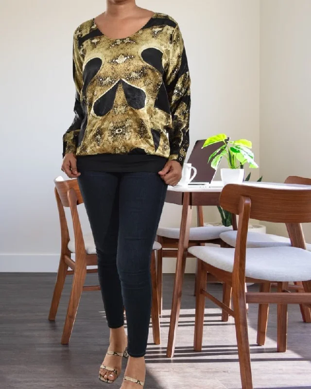 Layered ShirtsLadies Black And Gold Blouse