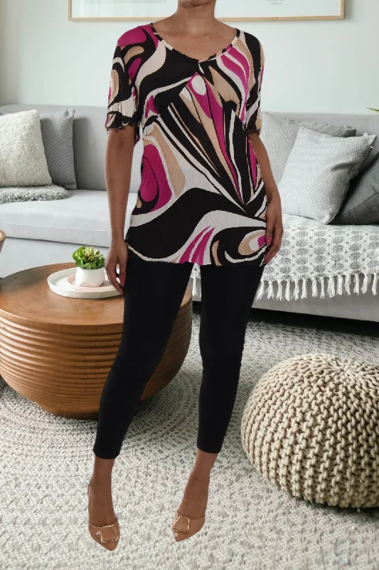 Artist ShirtsLadies Black Multi Color Blouse