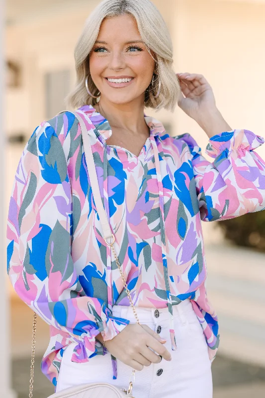 Cultural ShirtsLoving It All Lavender Purple Abstract Blouse