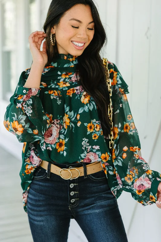 Sports Team ShirtsNeed You Now Green Floral Blouse