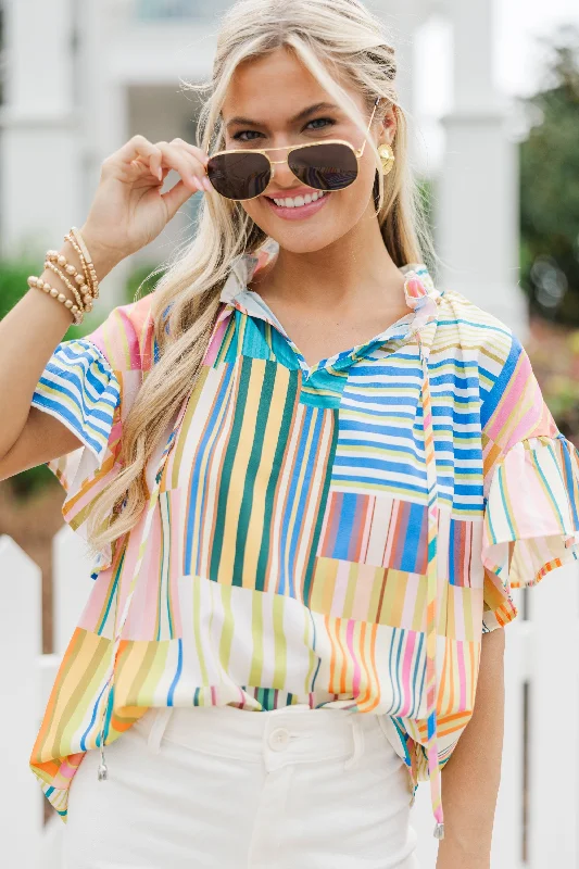 Metallic ShirtsOff To The Races Multi Abstract Blouse