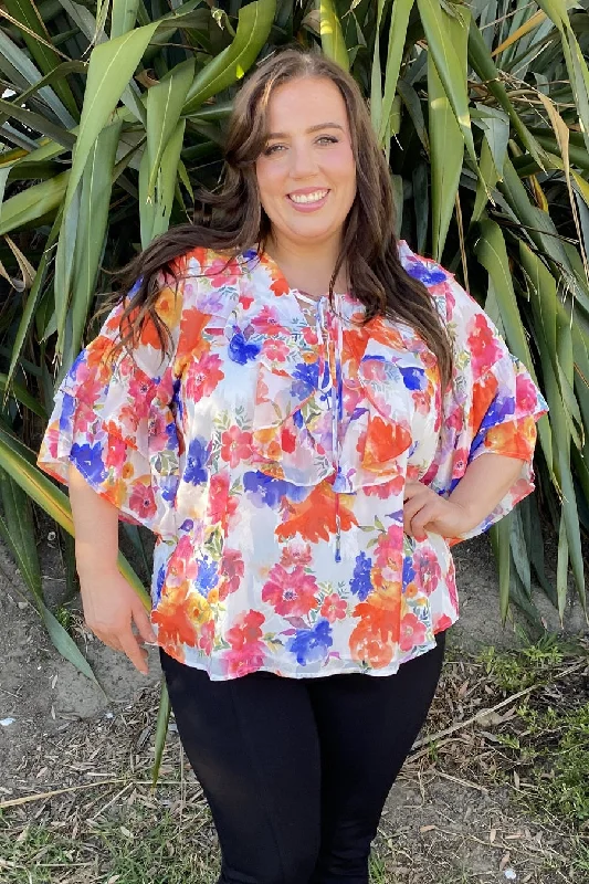 Fishing ShirtsViolet Ruffle Blouse Floral