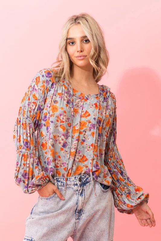 Hip-Hop ShirtsSam Blouse Blue Floral Viscose