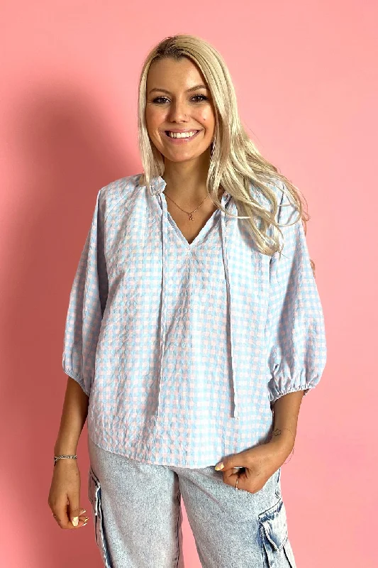 Urban ShirtsWillow Cotton Blouse Blue Gingham