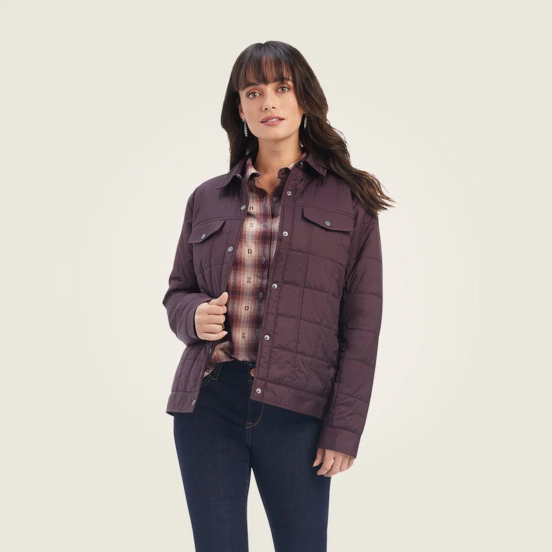 Fleece JacketsAriat Women's REAL Puffer Trucker Jacket, Mulberry Wine