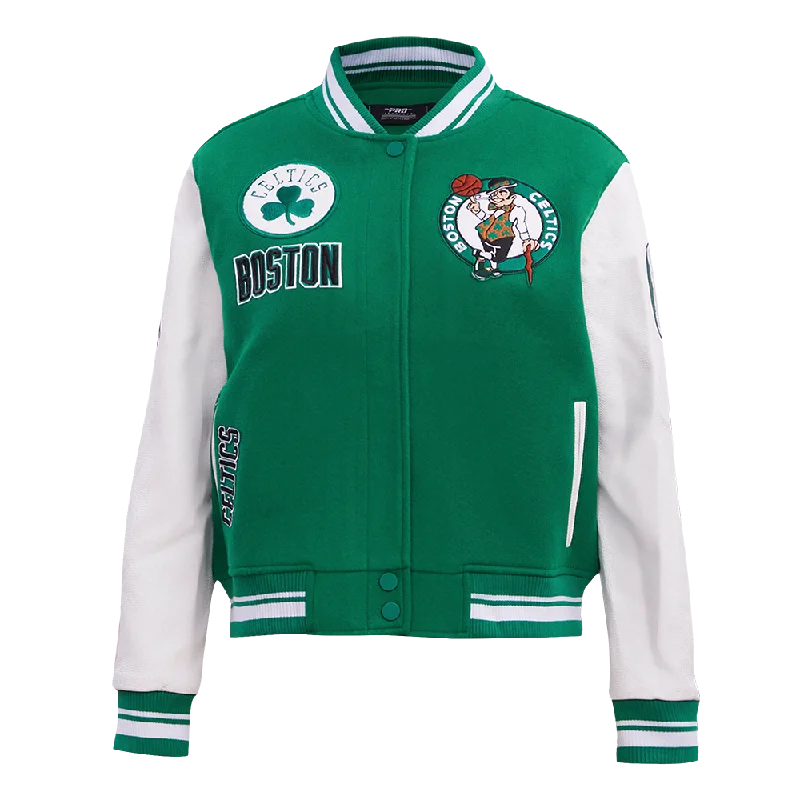 Hooded JacketsNBA BOSTON CELTICS RETRO CLASSIC WOMEN'S RIB WOOL VARSITY JACKET (KELLY GREEN/ WHITE)