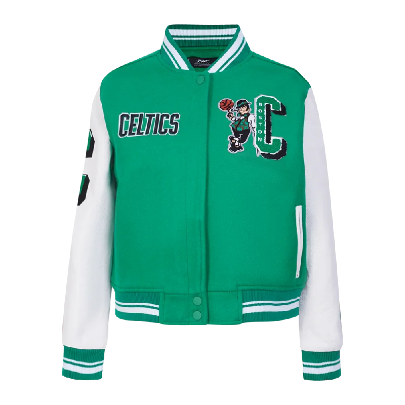 Parka JacketsNBA BOSTON CELTICS MASHUP WOMEN'S RIB WOOL VARSITY JACKET (KELLY GREEN/ WHITE)