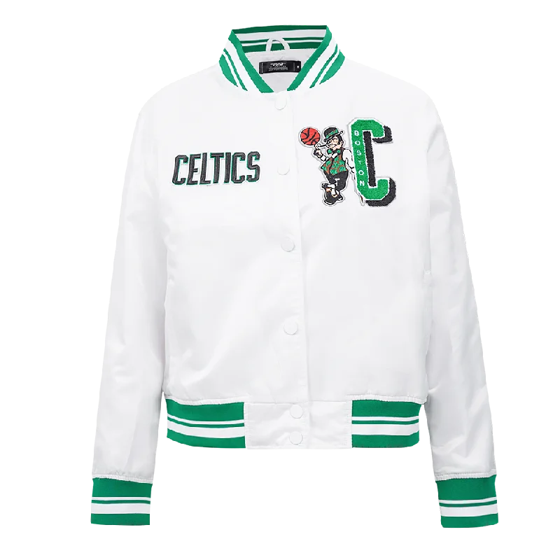 Ruffled JacketsNBA BOSTON CELTICS MASHUP WOMEN'S RIB SATIN JACKET (WHITE/GREEN)